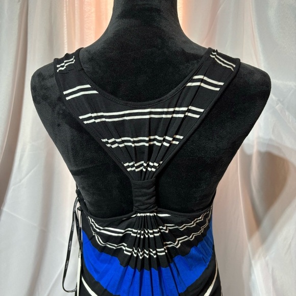 BOGO Calvin Klein Black/White/Blue Racerback Maxi Dress Size 12 - Picture 4 of 7